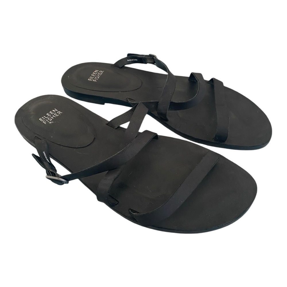 Eileen Fisher black leather, Dali Sandals size 10